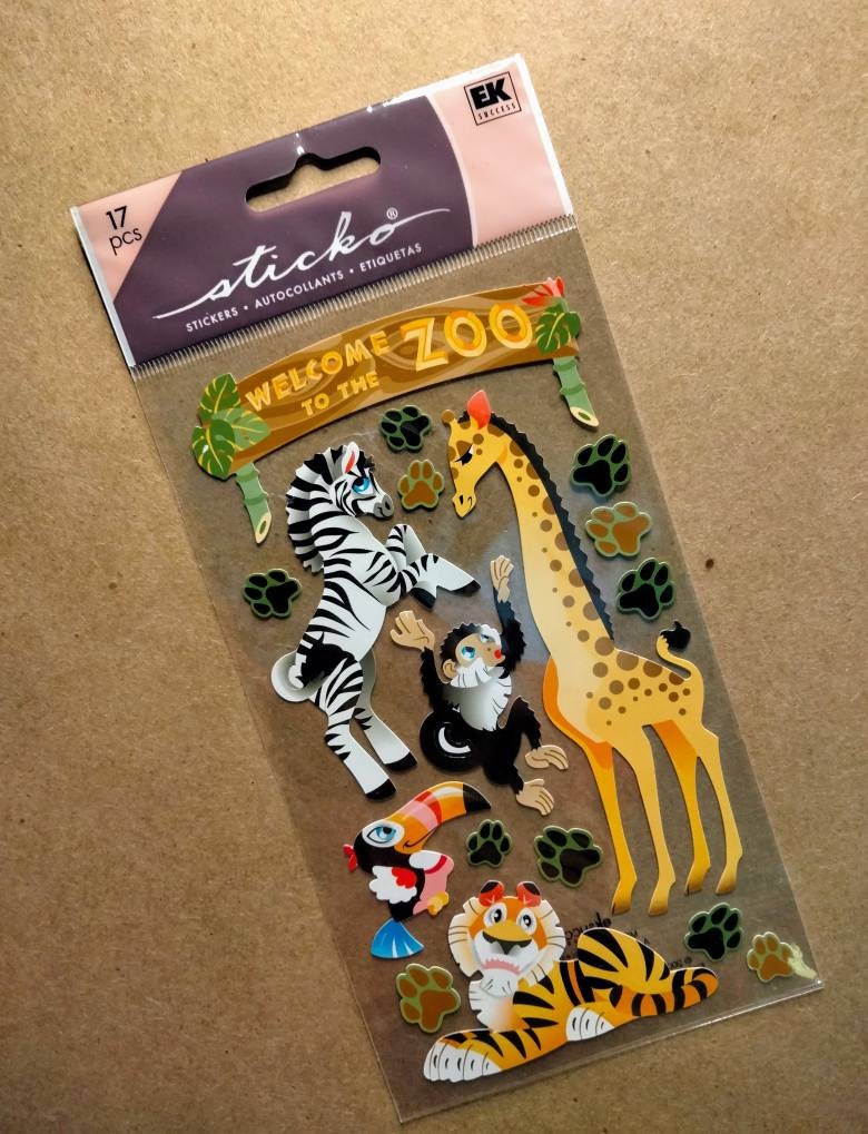 Zoo Scrapbooking Stickers by Sticko Giraffe Zebra Field Etsy
