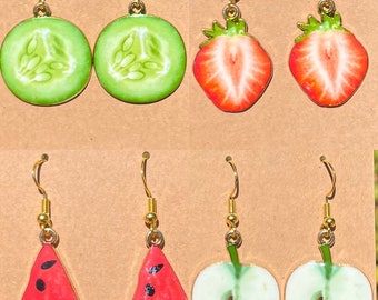 Fruity Earrings! | Strawberry | Apple | Cucumber | Watermelon | Gold Earrings | Summer 2022 |