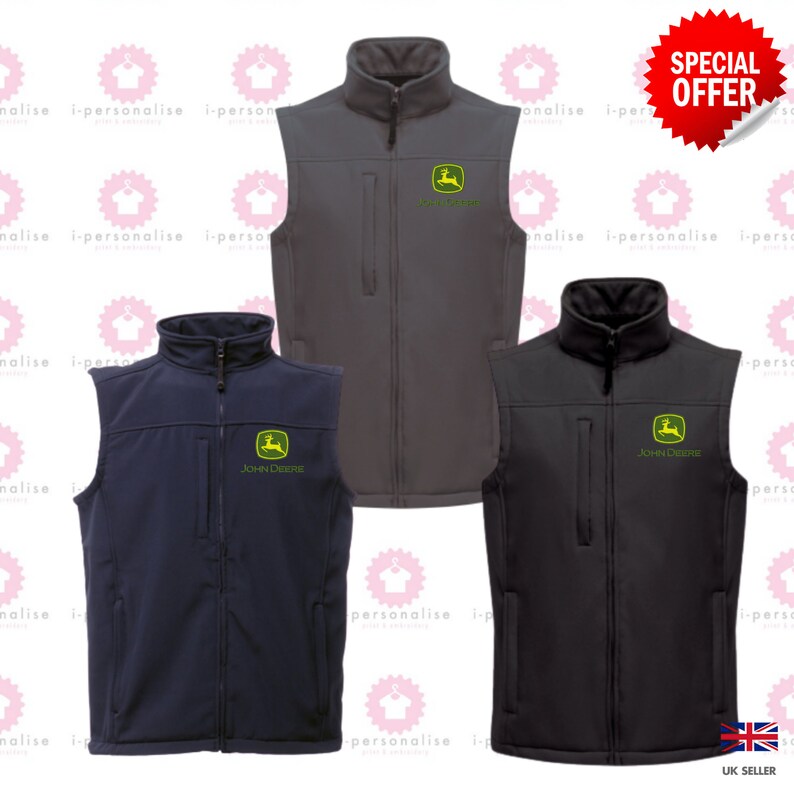 John deere bordado logotipo flujo bodywarmer gilet de primera Etsy