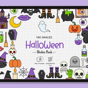 Halloween Digital Stickers, Pre-cropped Halloween Planner Stickers, GoodNotes Planner, OneNote, Notability, PNG, iPad Stickers
