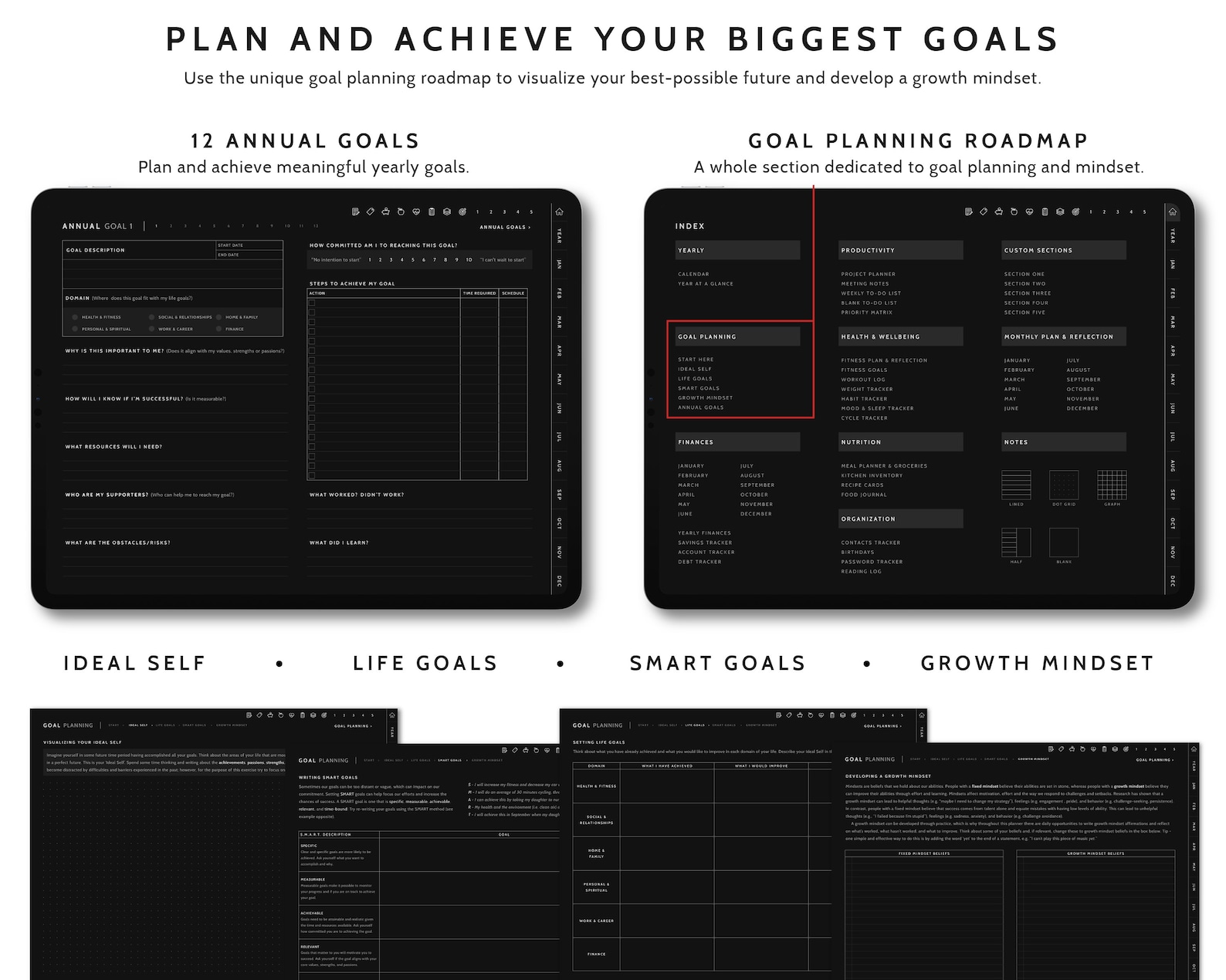 Digital Planner Blackout Dark Mode Goodnotes Undated Daily Planner ...