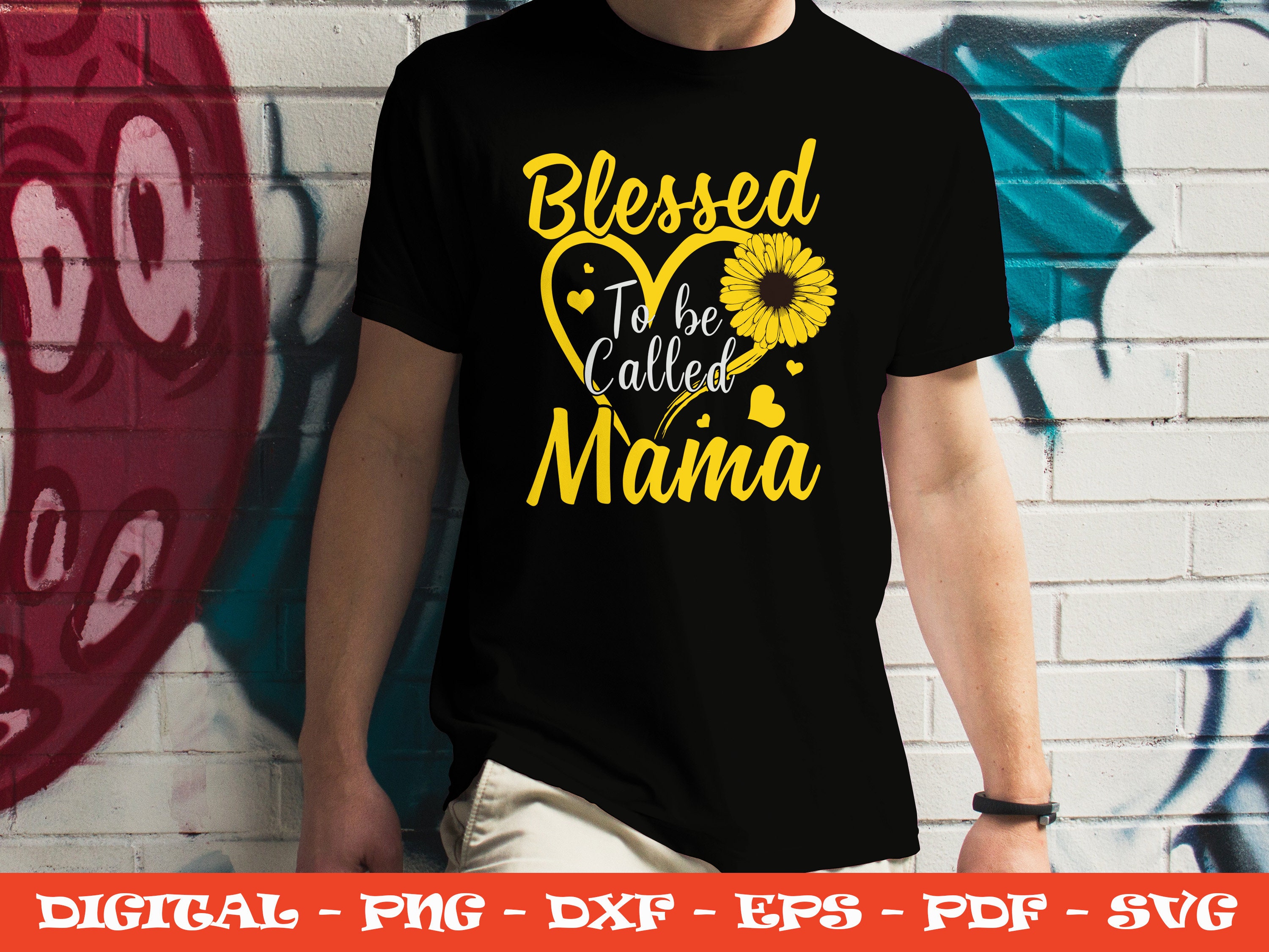 Download Blessed To Be Called Mama Sunflower Heart Svg Mother's | Etsy