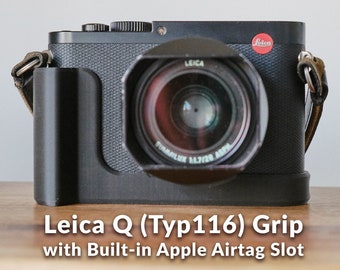 Leica Q Hand Grip with Open Battery Window and Built-in Apple Airtag Slot  |  Camera Case | Photographer Gift | Christmas Gift