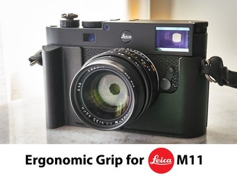 Leica M11 handgrip with AirTag Slot - Tripod Quick Release - Custom 3D Printed - Half Case or Hand Grip - Protects Paint - Ergonomic Design