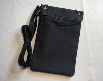 Small Cross Body Cell Phone Purse Hipster Crossbody Bag Black on Black Solid Black