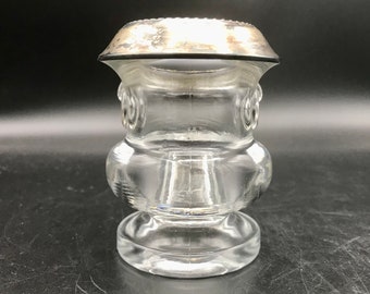 Vintage klares Glas und Silber Plate Trim 3 ”Zahnstocher Halter Mini Eiskübel