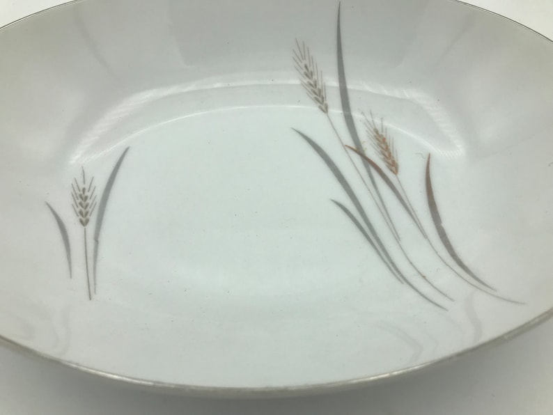 Midcentury Modern Platinum Wheat Fine China Oval Serving Bowl Etsy