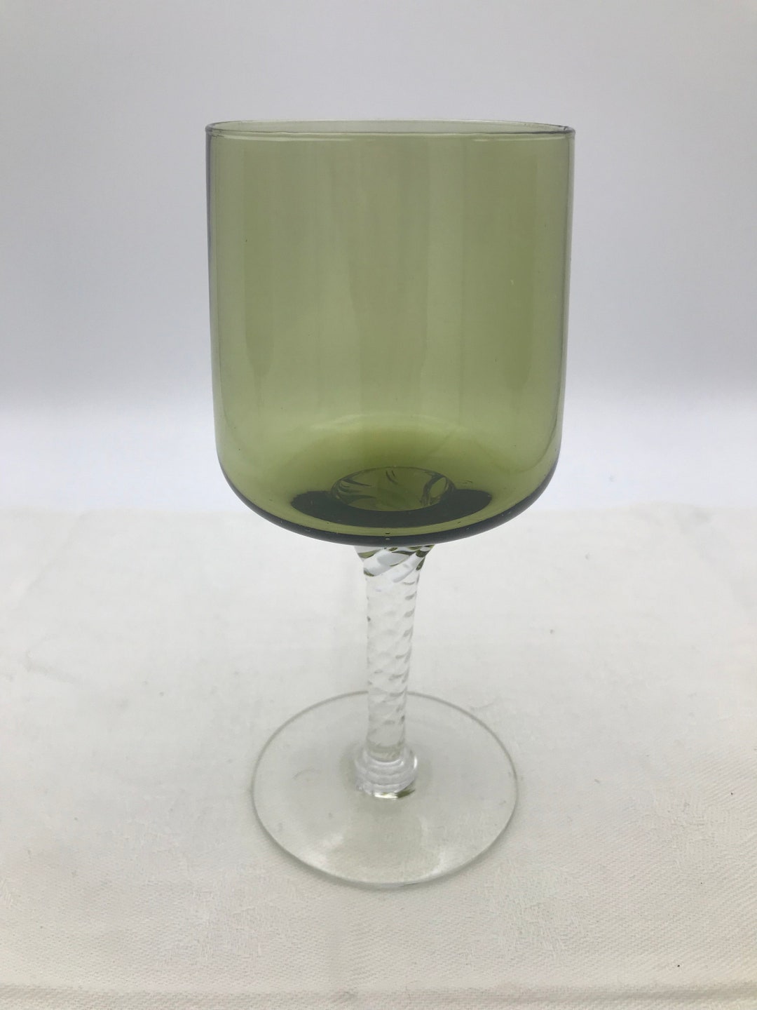 Midcentury Modern Olive Green Wine Glasses Set of 4 Etsy