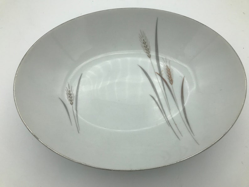 Midcentury Modern Platinum Wheat Fine China Oval Serving Bowl Etsy