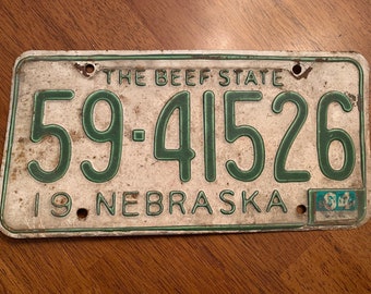 Nebraska 196? Vintage License Plate