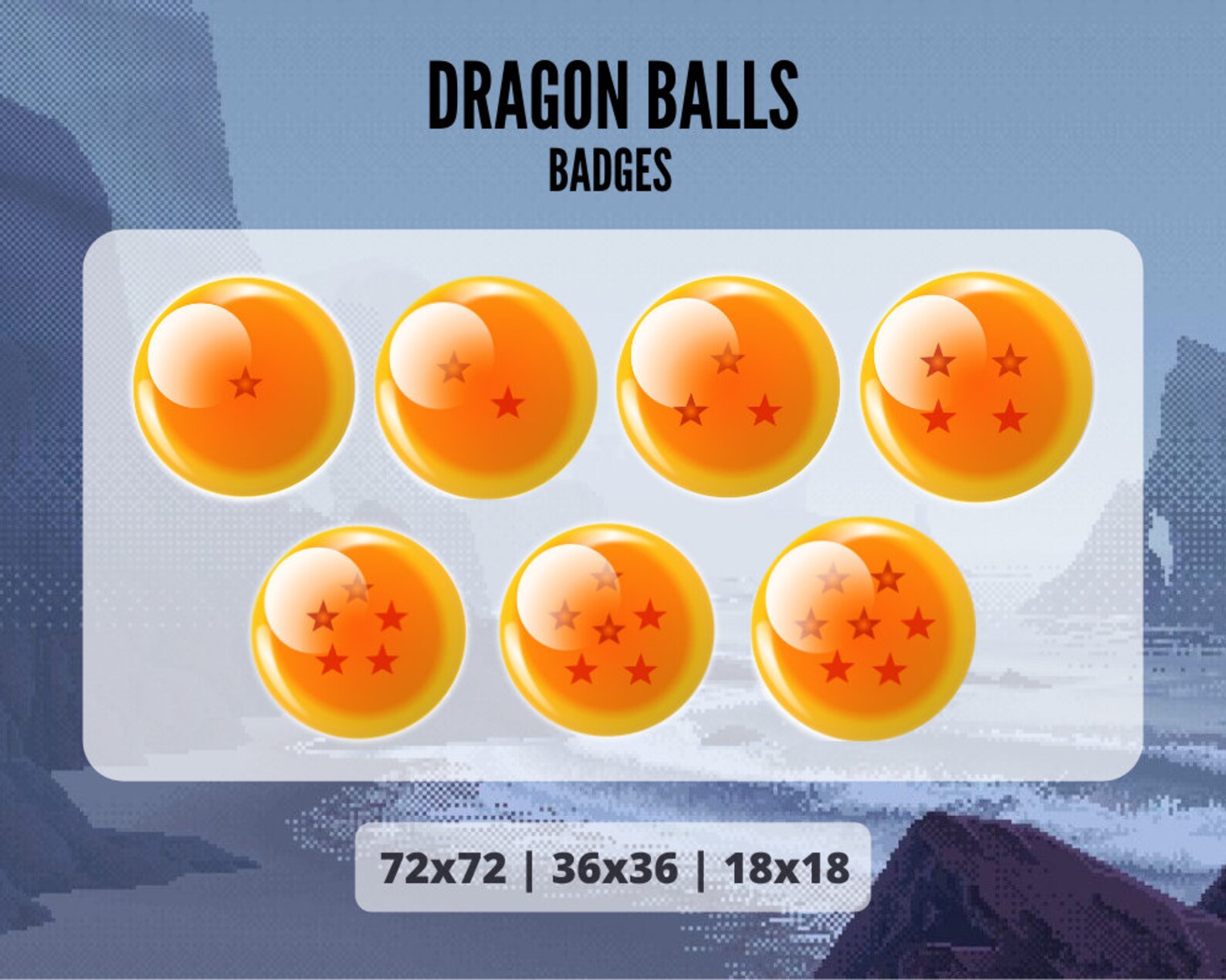 Dragon Ball Conjunto De Bolas Twitch Sub Insignias De Etsy