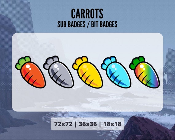 Carrots Twitch Sub Badges Cheer Bit Badges Instant Etsy