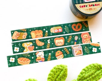 Cozy Bakery Washi Tape - 15mm x 10m / Korean stationery / kawaii, cute, aesthetic, bullet journal, bread, baking