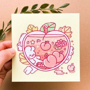 Peach Soda Art Print - kawaii, cute, aesthetic,rabbit, Korean, asian