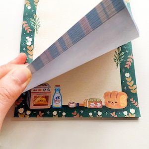 A5,A6 Cozy Bakery Memopad with a cardboard backing / cute, kawaii, aesthetic, autumn, winter, bread, notepad image 5