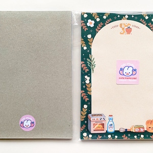 A5,A6 Cozy Bakery Memopad with a cardboard backing / cute, kawaii, aesthetic, autumn, winter, bread, notepad image 3