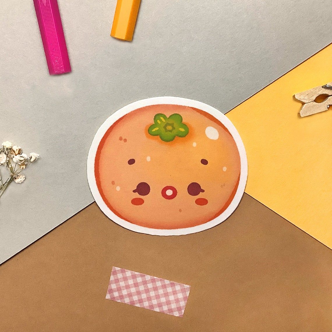 Cutie Satsuma waterproof laminated die cut sticker/ kawaii | Etsy