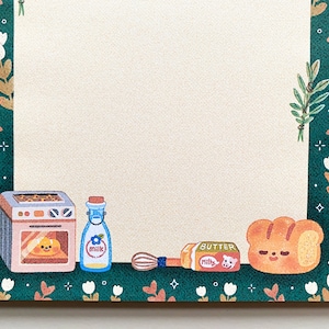 A5,A6 Cozy Bakery Memopad with a cardboard backing / cute, kawaii, aesthetic, autumn, winter, bread, notepad image 4