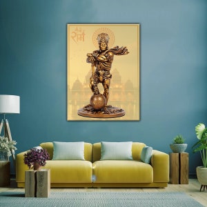 Hanuman- bahubali Hanuman Wall Art/Exquisite Bahubali Hanuman Wall Art for Your Sacred Space/Canvas Print/Lord Hanuman/Wall Hanging/Ayodhya
