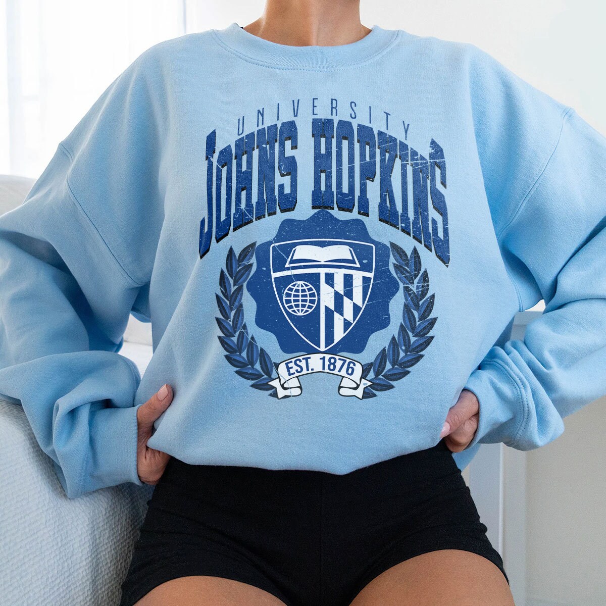Men's Champion Gray Johns Hopkins Blue Jays Football Jersey T-Shirt