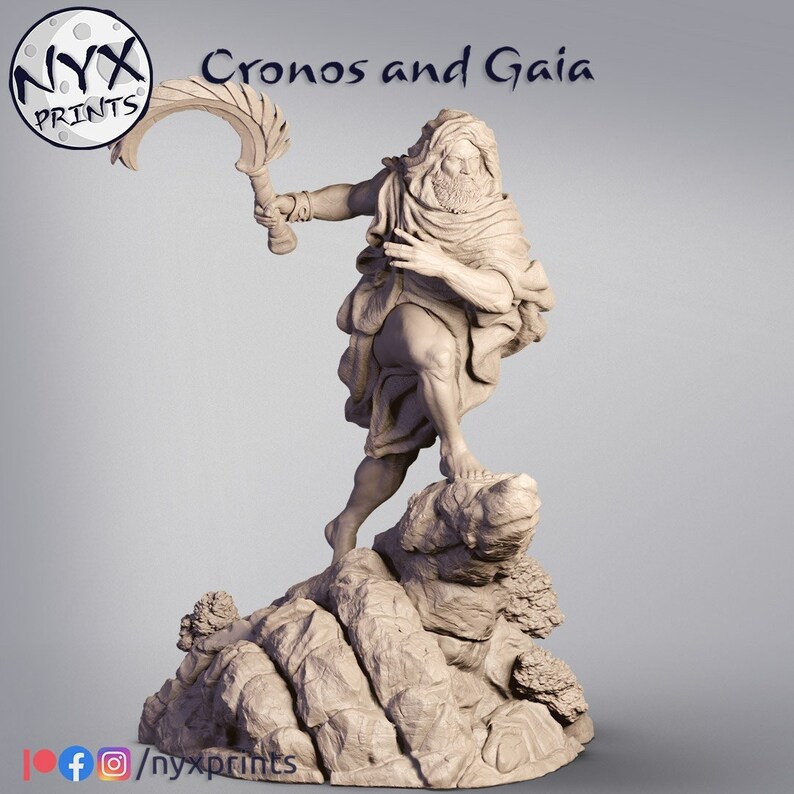 The Rise of Cronus: 3D Printable Sculpture of Cronus and Gaia image 1