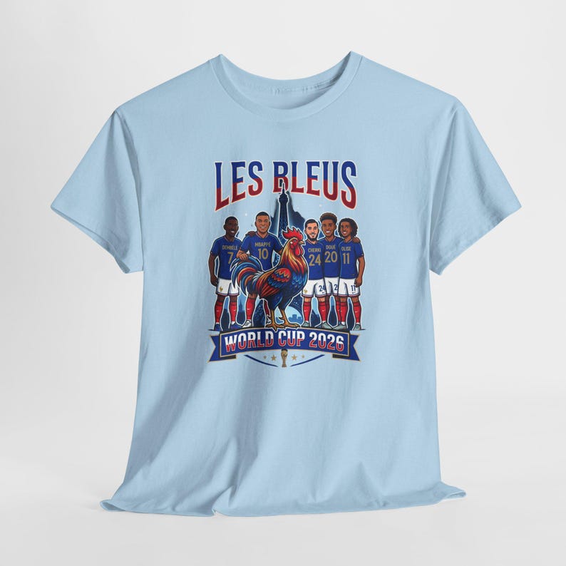 Kylian Mbappe France Soccer Shirt | Les Bleus 2026 World Cup Football Tee Light Blue