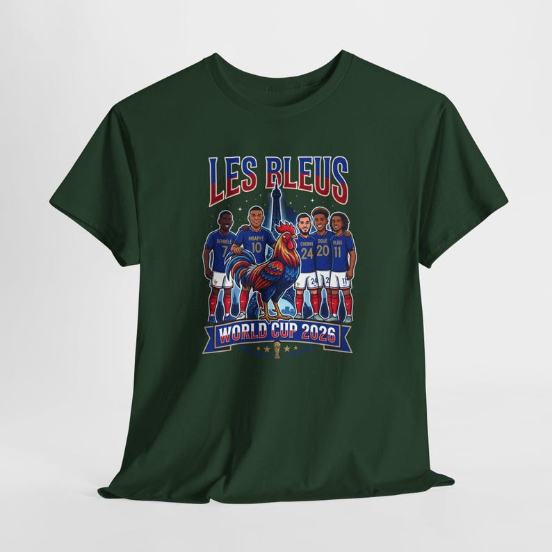Kylian Mbappe France Soccer Shirt | Les Bleus 2026 World Cup Football Tee Forest Green