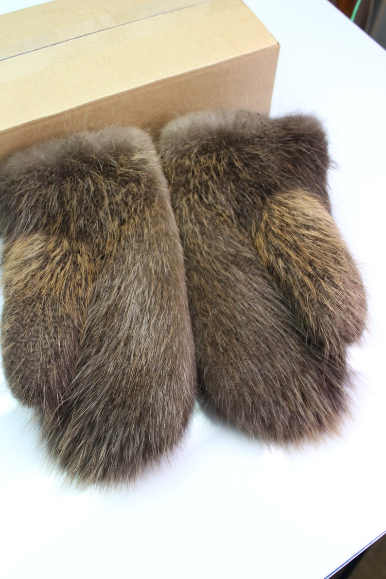 Mittens Made of Natural Beaver Fur for Men Etsy Canada