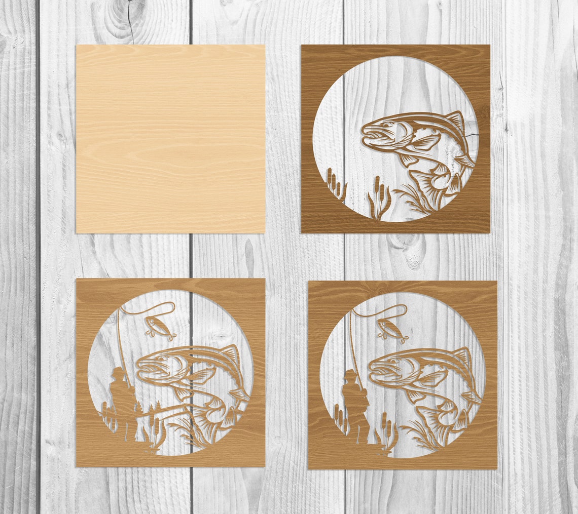 Fishing Laser Cut Files SVG EPS Ai Home Decor Multilayer File Etsy