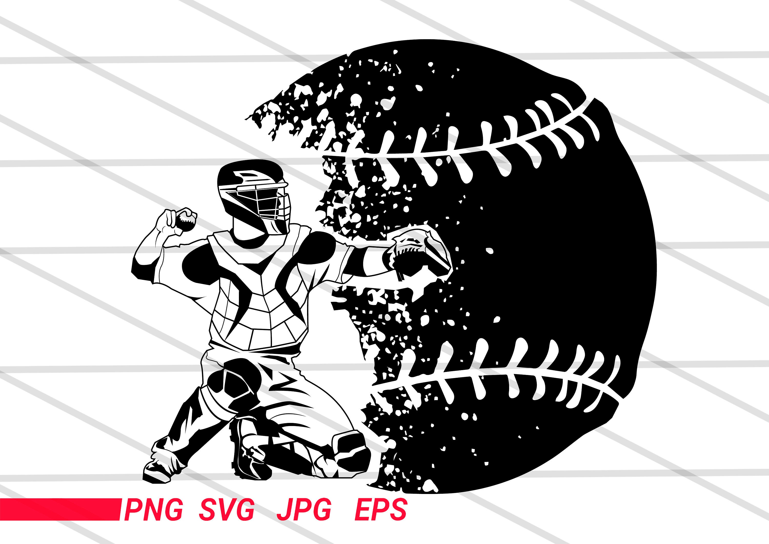 Heartbeat Youth Baseball / Softball Catcher Image svg Etsy