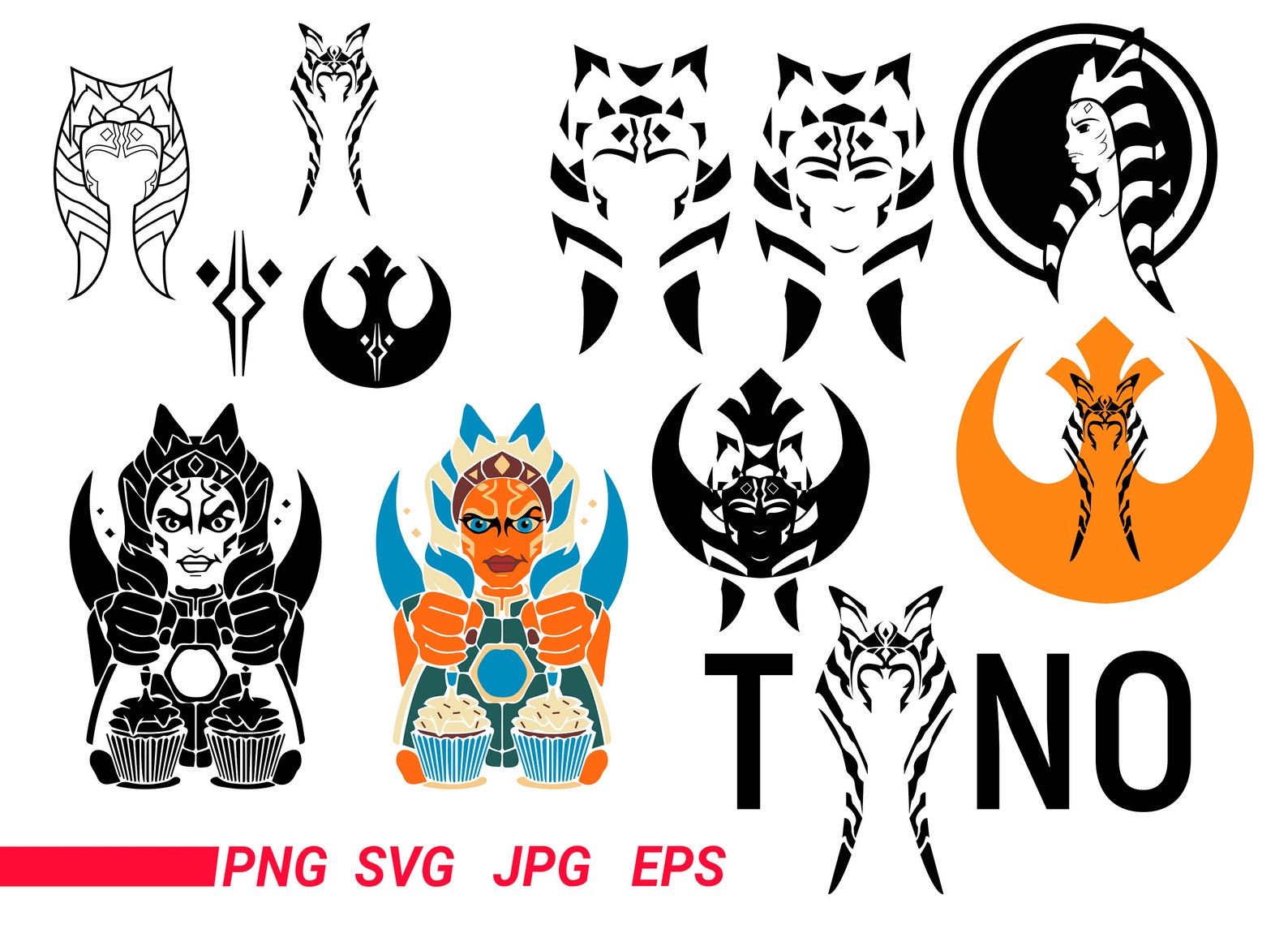 Ahsoka Tano SVG vector file star wars Mandalorian Ahsoka Etsy