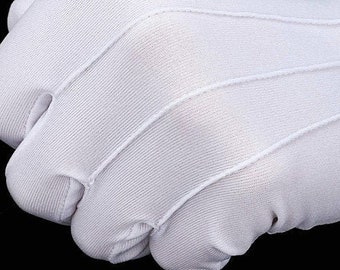 Formal White Gloves Marching Band Military Etiquette Tuxedo Jewelry Art Inspection Costume Cosplay