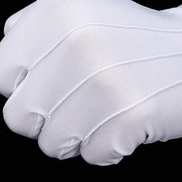 Formal White Gloves Marching Band Military Etiquette Tuxedo Jewelry Art Inspection Costume Cosplay