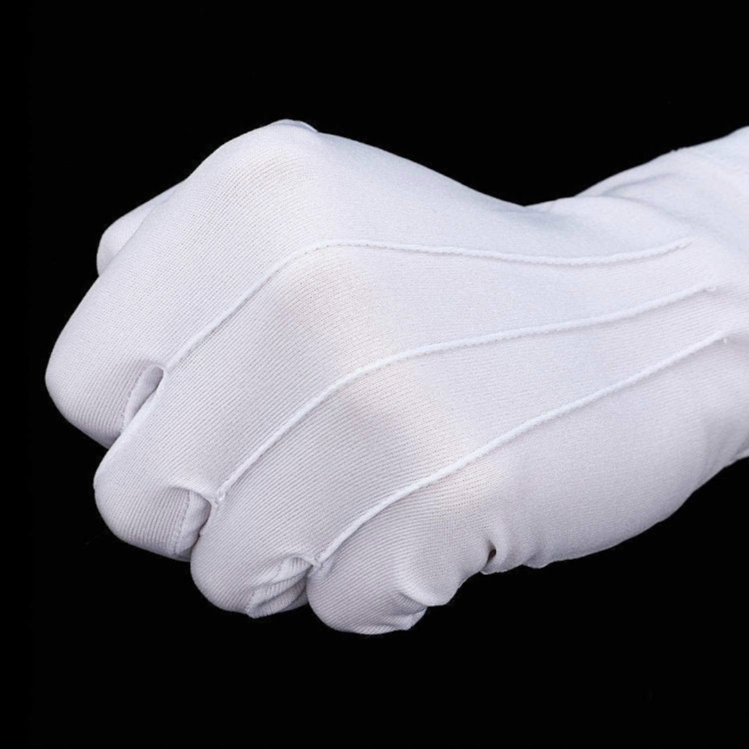 Formal White Gloves Marching Band Military Etiquette Tuxedo Jewelry Art