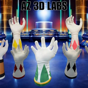 3D Printed Power Ranger Hand Stand – Controller & Headphone Holder | Red, Blue, Black, Pink, Yellow, Green and White Ranger Display