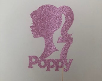 Barbie Cake Topper | Birthday Cake Topper | Pink Purple Silver Gold