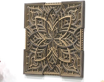 Plywood Mandala Wall Hanging: Intricate Chakra, Yoga Decor