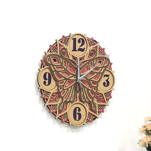 Mandala Wooden Clock Circle Mandala Living Room Décor Wall Clock House Warming Gift Home Gift for Him Spiritual Wall Art Office Wall Clock