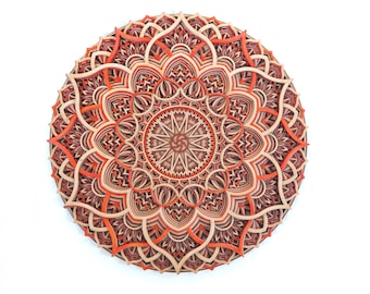 Dual Tone Wooden Mandala Wall Art: Living Room Decor