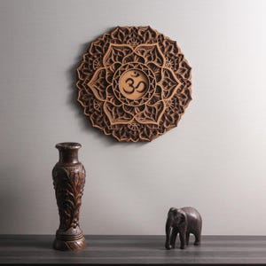 Ohm Mandala WallArt Sahasrara Charkra Wooden Living room decor Spiritual Wall Decor House warming gift