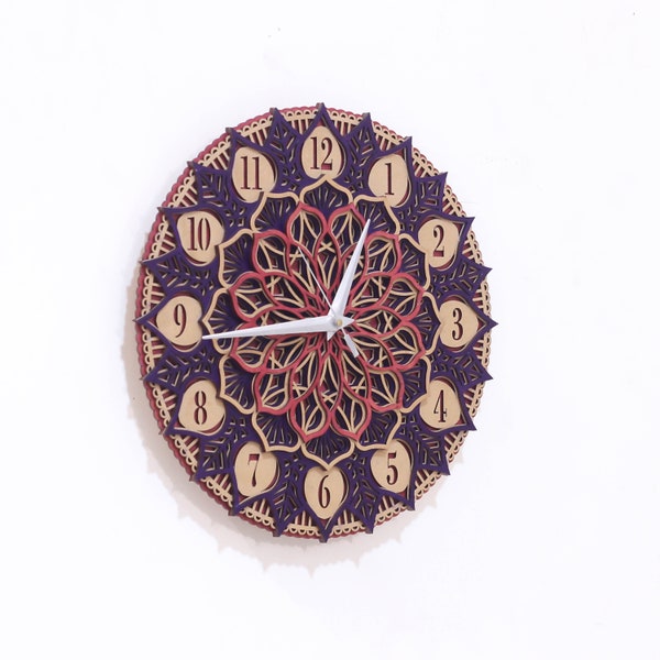 12 Inches Mandala Bird Engraved Clock Set Design 12 main image 1
