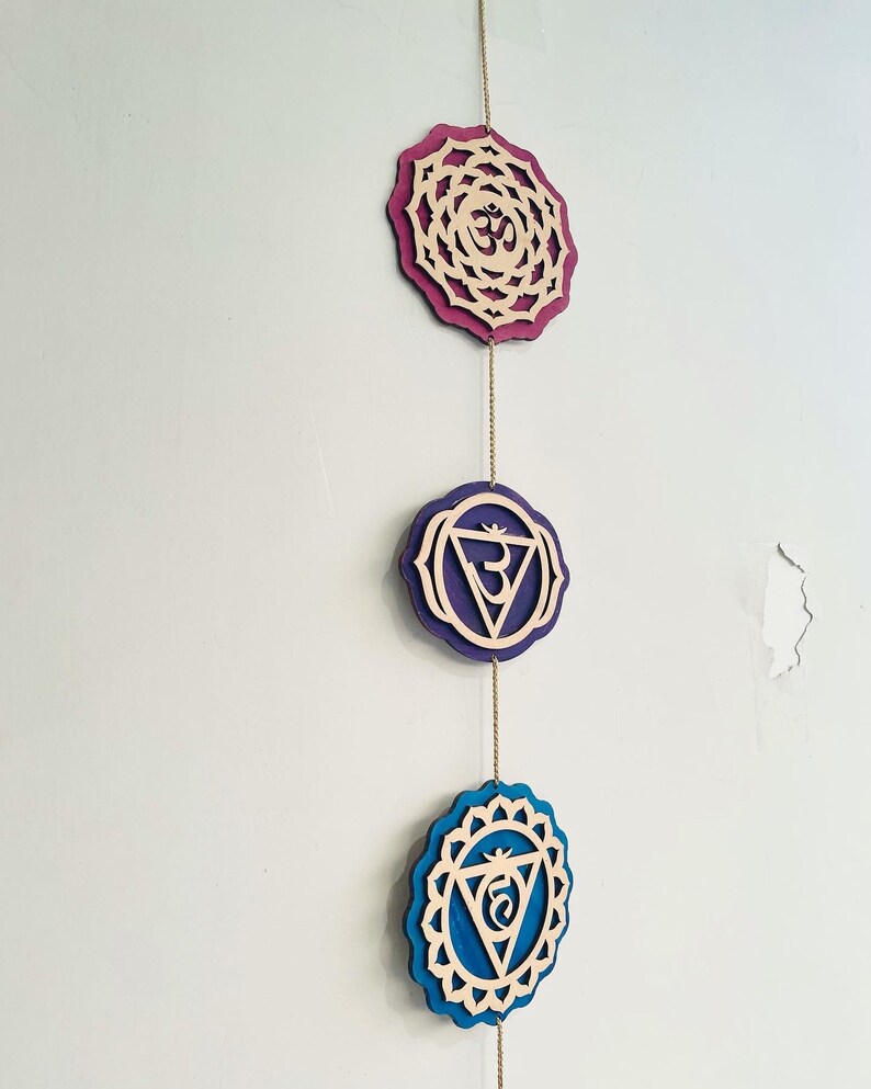 7 Chakras Wall Décor Hanging Toran Wall Hanging Symbols Wooden Etsy