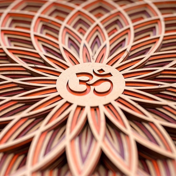 Om Mandala Wall Art Wooden Living Room Décor Ohm Spiritual Wall Art Decor House Warming Gift Home Decor Yoga Spiritual Art Pooja Room Decor