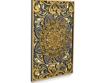 Flower Mandala Wall Art Living Room Décor Wooden Wall Art Office Wall Décor Art House Warming Gift for Him Apartment Wall Hanging Art