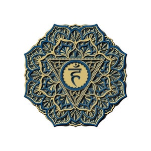 Wooden Mandala Wall Art  Living Room Décor Spiritual Wall Décor House Warming Gift 7 Chakras Vishuddha Mandala Art Wooden Home Decor
