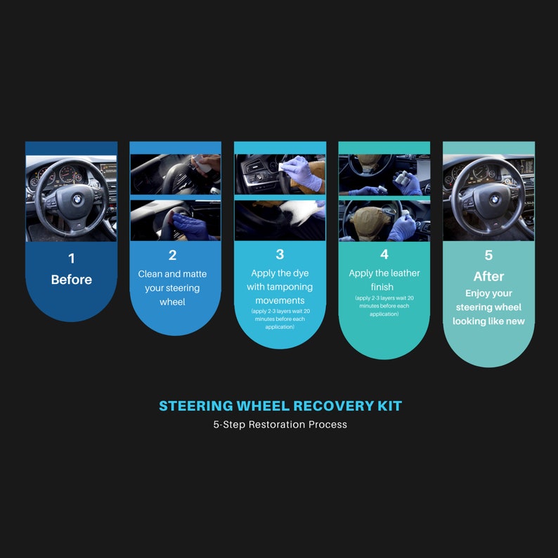 Black Leather Steering Wheel Repair Kit Leather Renovation Car Kit Car