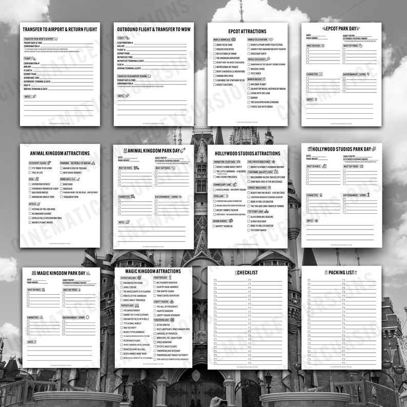 Printable Minimalist WDW Planner, 15 Pages, Park Day Planner ...