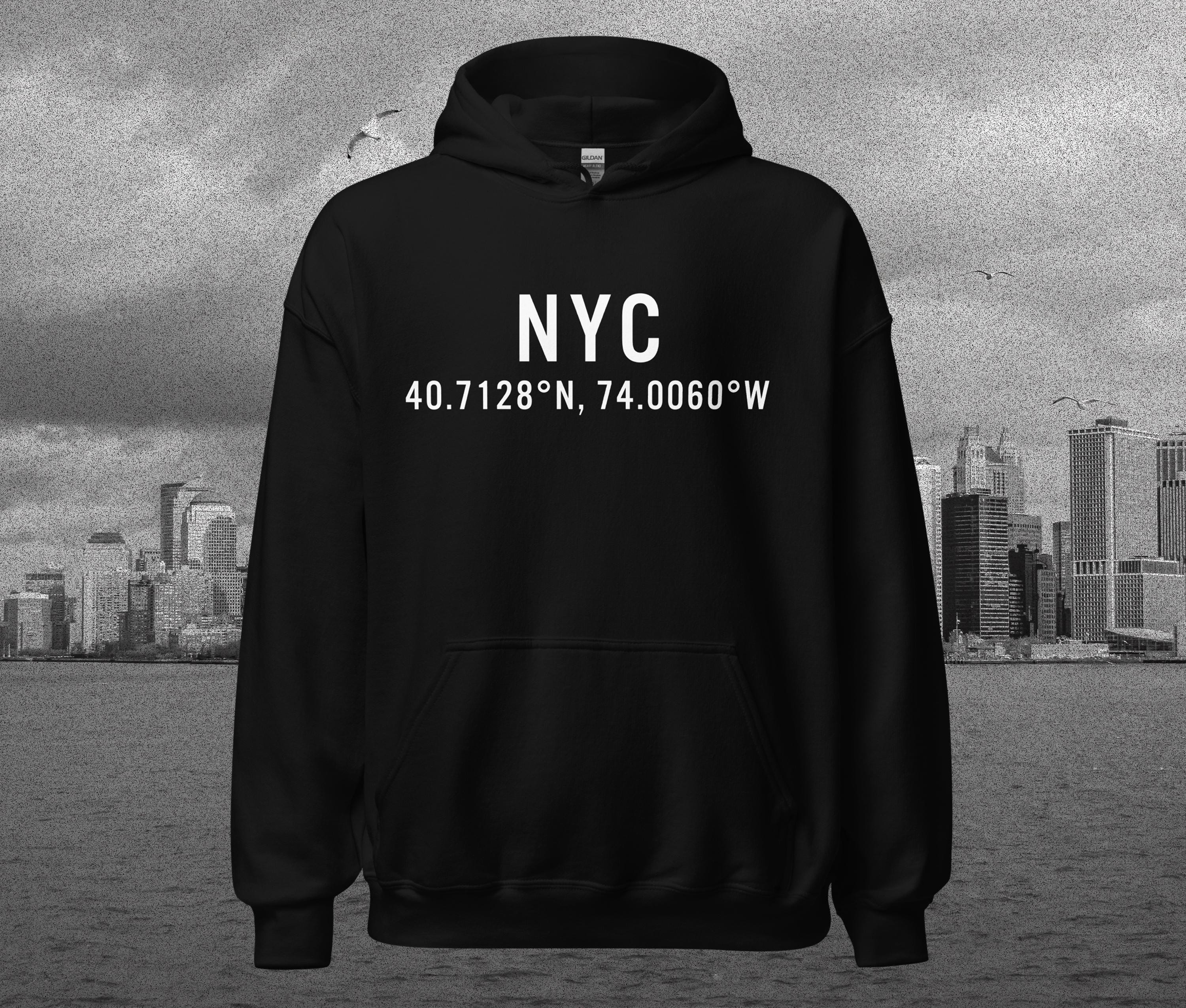 Black Unisex NYC Hoodie, New York City Sweatshirt, Travel