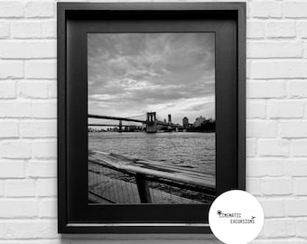 Brooklyn Bridge Print | Black and White NYC Photo, Travel Wall Art