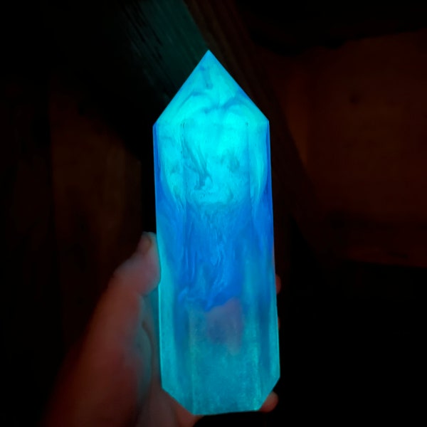 Glow in the Dark Fluorite Resin Crystal Tower